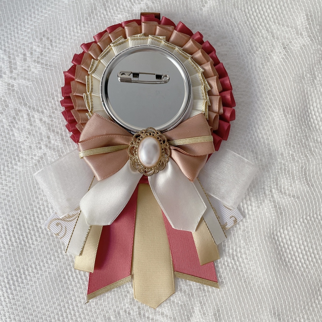 缶バッジ用痛ロゼット ピンク×ホワイト