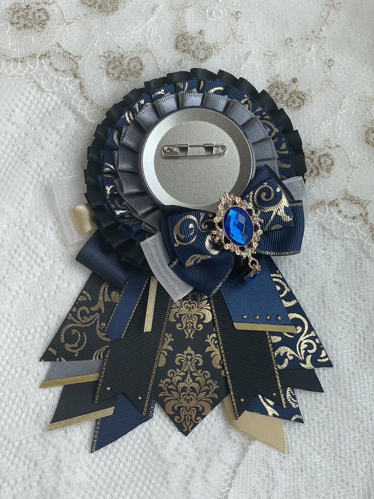 缶バッジ用痛ロゼット ネイビー×ブラック