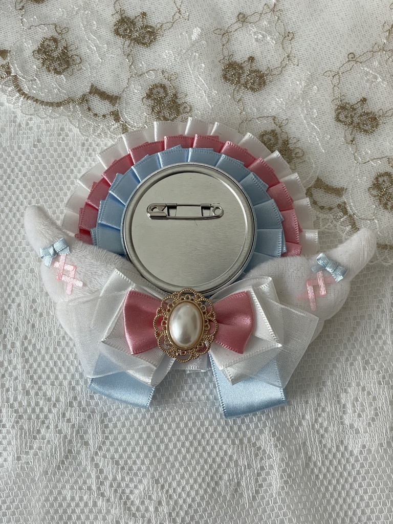 缶バッジ用痛ロゼット ピンク×パステルブルー