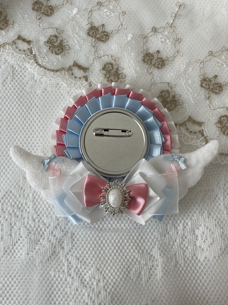 缶バッジ用痛ロゼット ピンク×パステルブルー