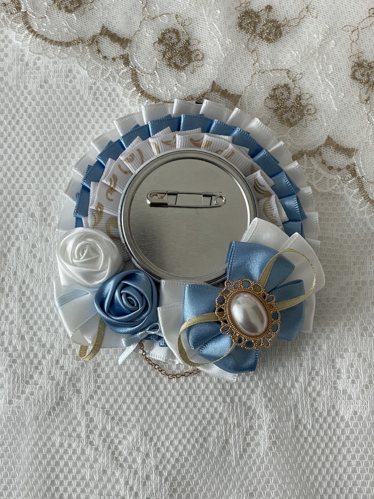 缶バッジ用痛ロゼット ホワイト×水色