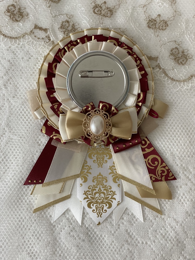 缶バッジ用痛ロゼット レッド×シルクホワイト