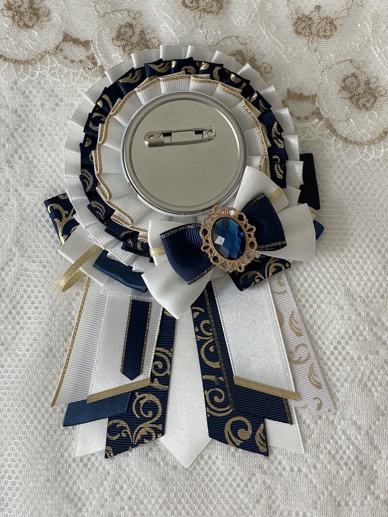 缶バッジ用痛ロゼット ロイヤルブルー×ホワイト ChroNoiR 叶