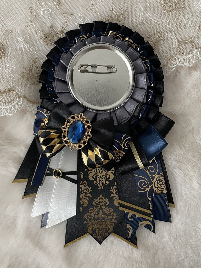 缶バッジ用痛ロゼット 叶  ブルー×ゴールド×ブラック