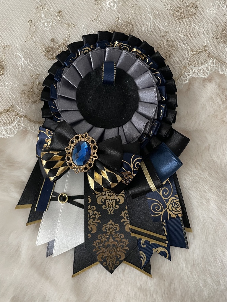 缶バッジ用痛ロゼット 叶  ブルー×ゴールド×ブラック