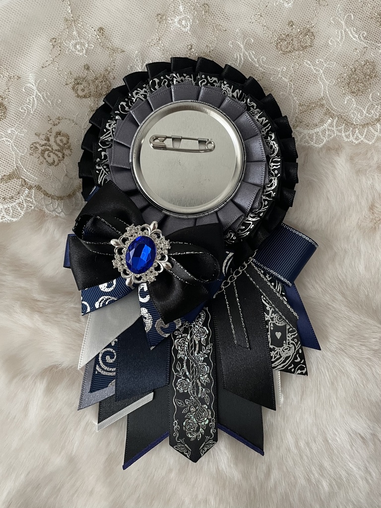 缶バッジ用痛ロゼット ブルー×シルバー