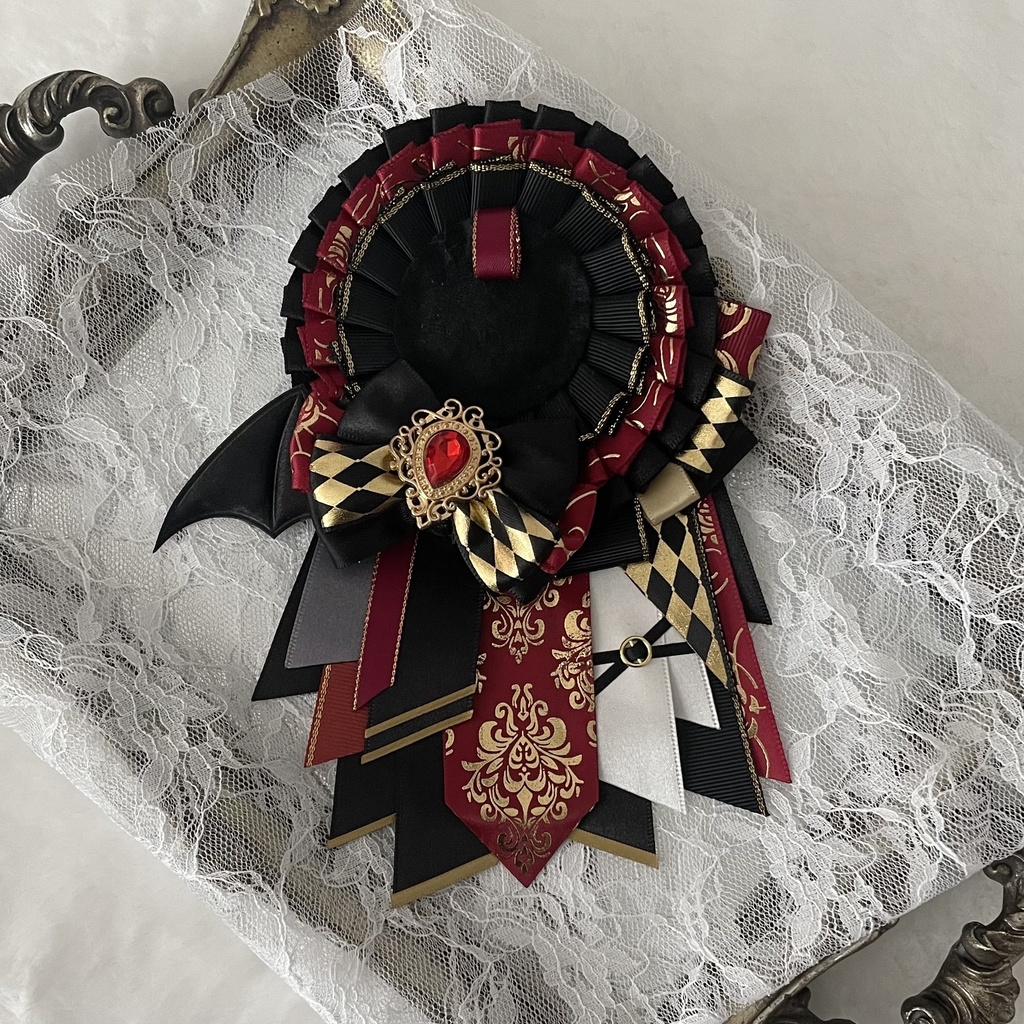 缶バッジ用痛ロゼット 葛葉 レッド×ゴールド×ブラック