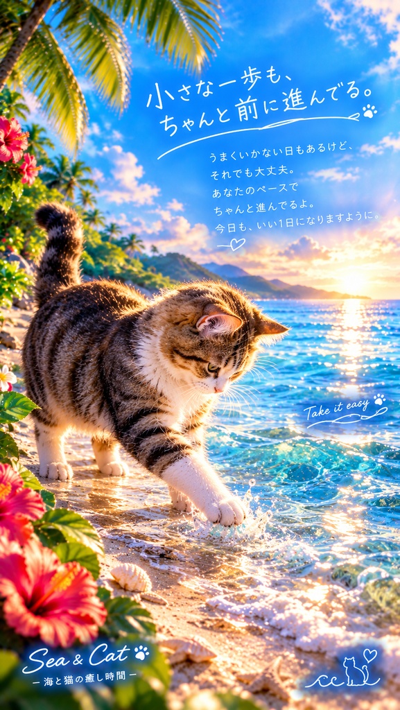 Sea & Cat — 月夜の海 × 猫 × 星空 —