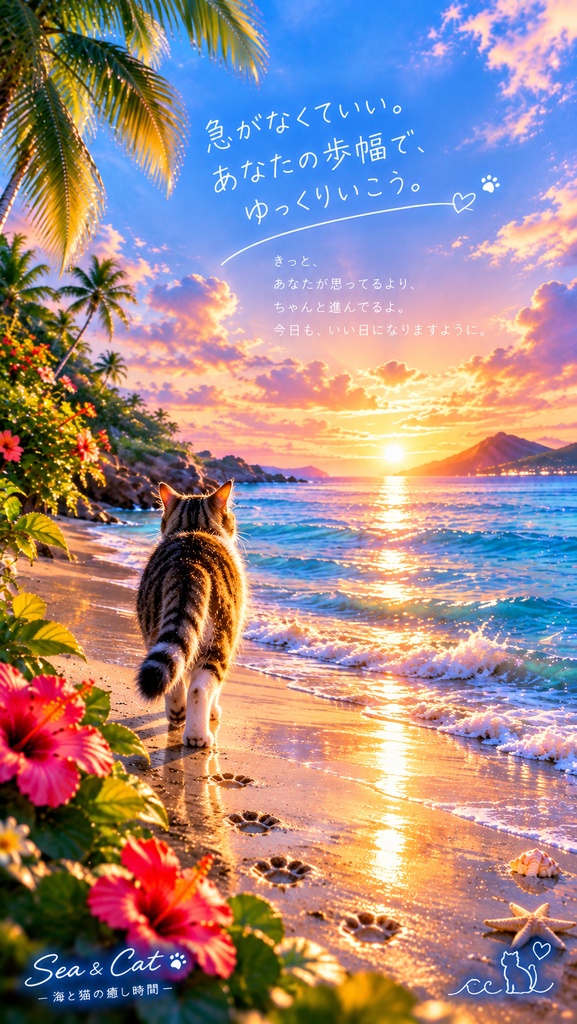 Sea & Cat — 月夜の海 × 猫 × 星空 —