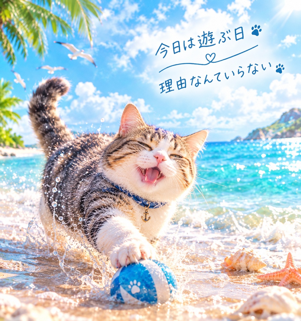 「疲れたあなたへ — 海と猫の癒し時間 —」
