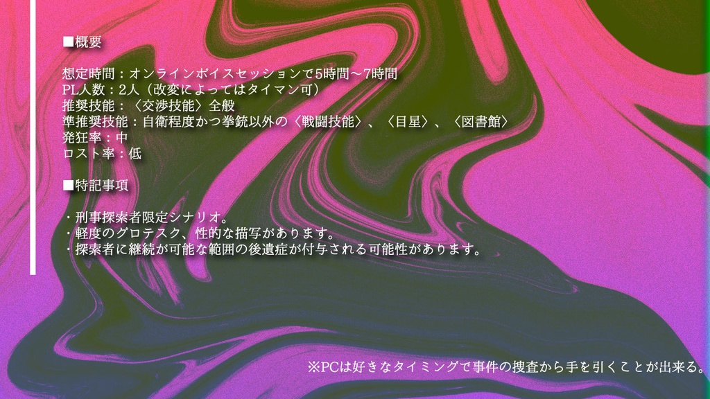 【CoC】彼女が云うことには、【刑事限定/6版】