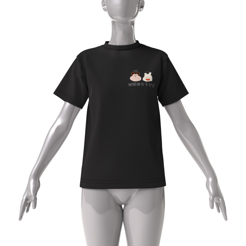 ビッグシルエットTシャツ 黒(落書き:始発待ち画)