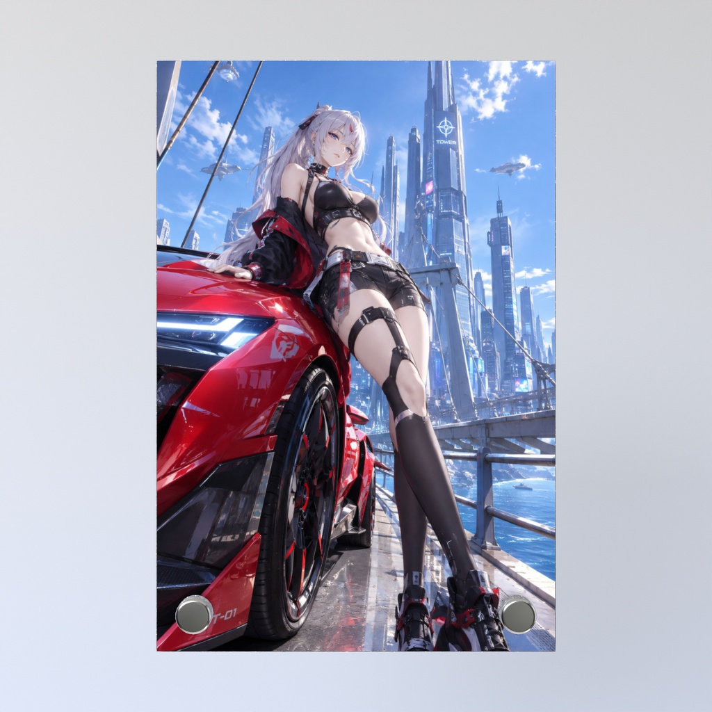 近未来少女001|サイバーパンク 美少女 アクリルフォトパネル(ラメ仕様)SFアートポスター