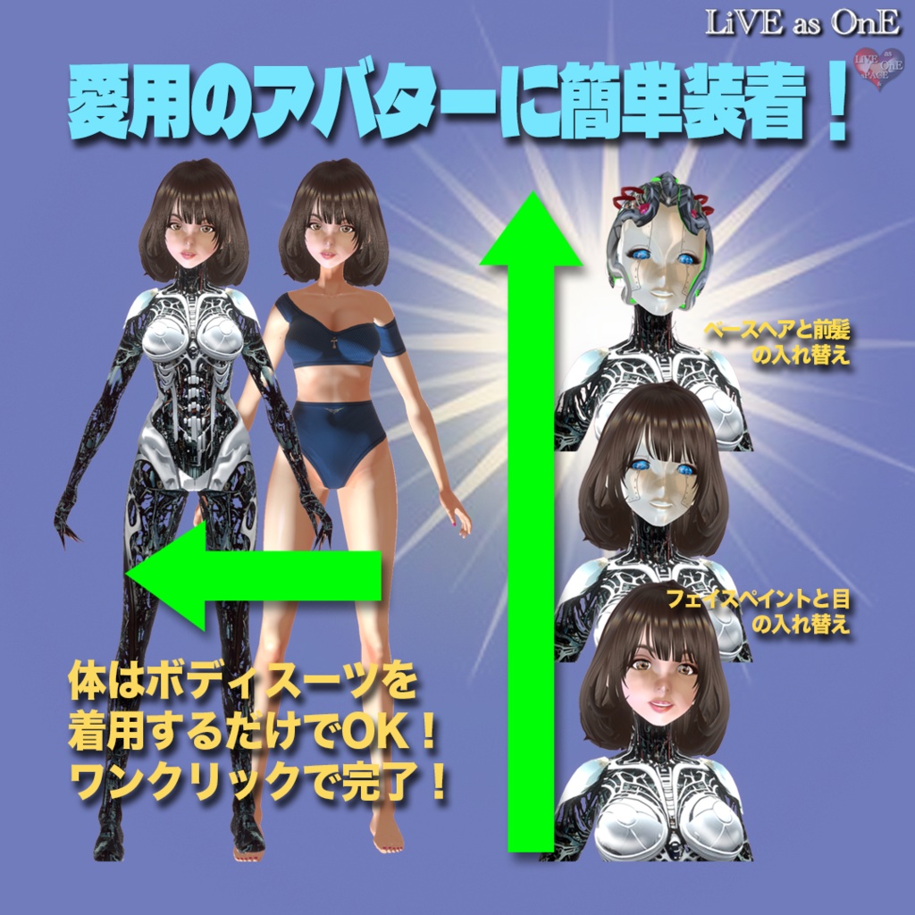 超リアル アンドロイド コスプレ&3Dモデル セット VRoid用