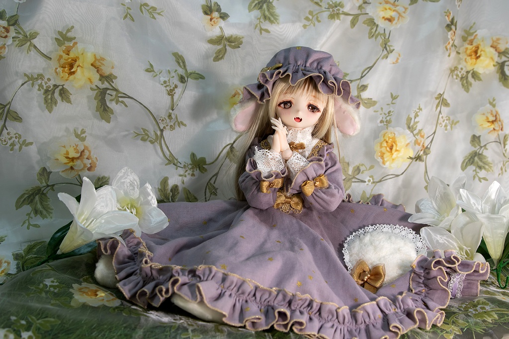 ダブルガーゼナイトドレス セット 『月見る羊』1/4