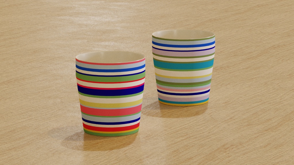 カップ2種／2 Types of Striped Cups