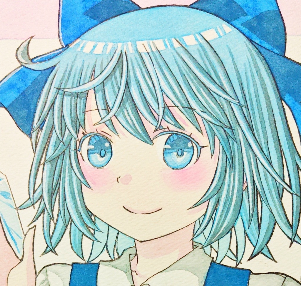 恥ずかしそうに誰かに挨拶するチルノ