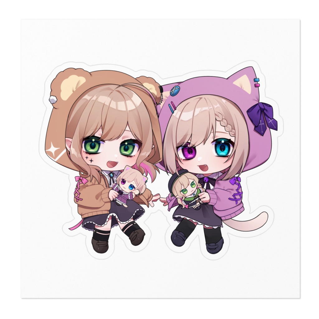 ココパピステッカー《 どうぶつさんパーカー 》