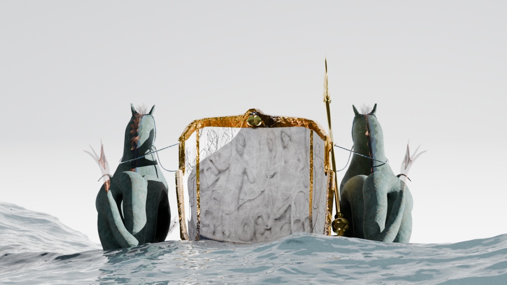 【3Dモデル】ポセイドンの二頭立て海馬戦車