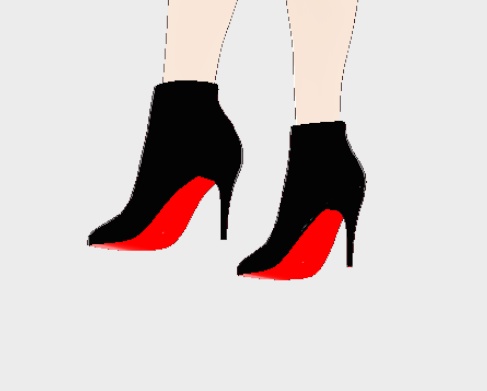 靴底が赤いピンヒールショートブーツ（黒）