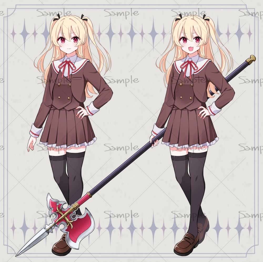 ケモミミ制服少女【計48枚(武器・ケモミミ着脱)】