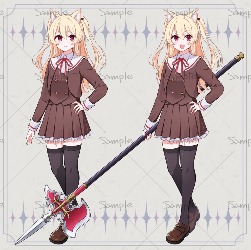 ケモミミ制服少女【計48枚(武器・ケモミミ着脱)】