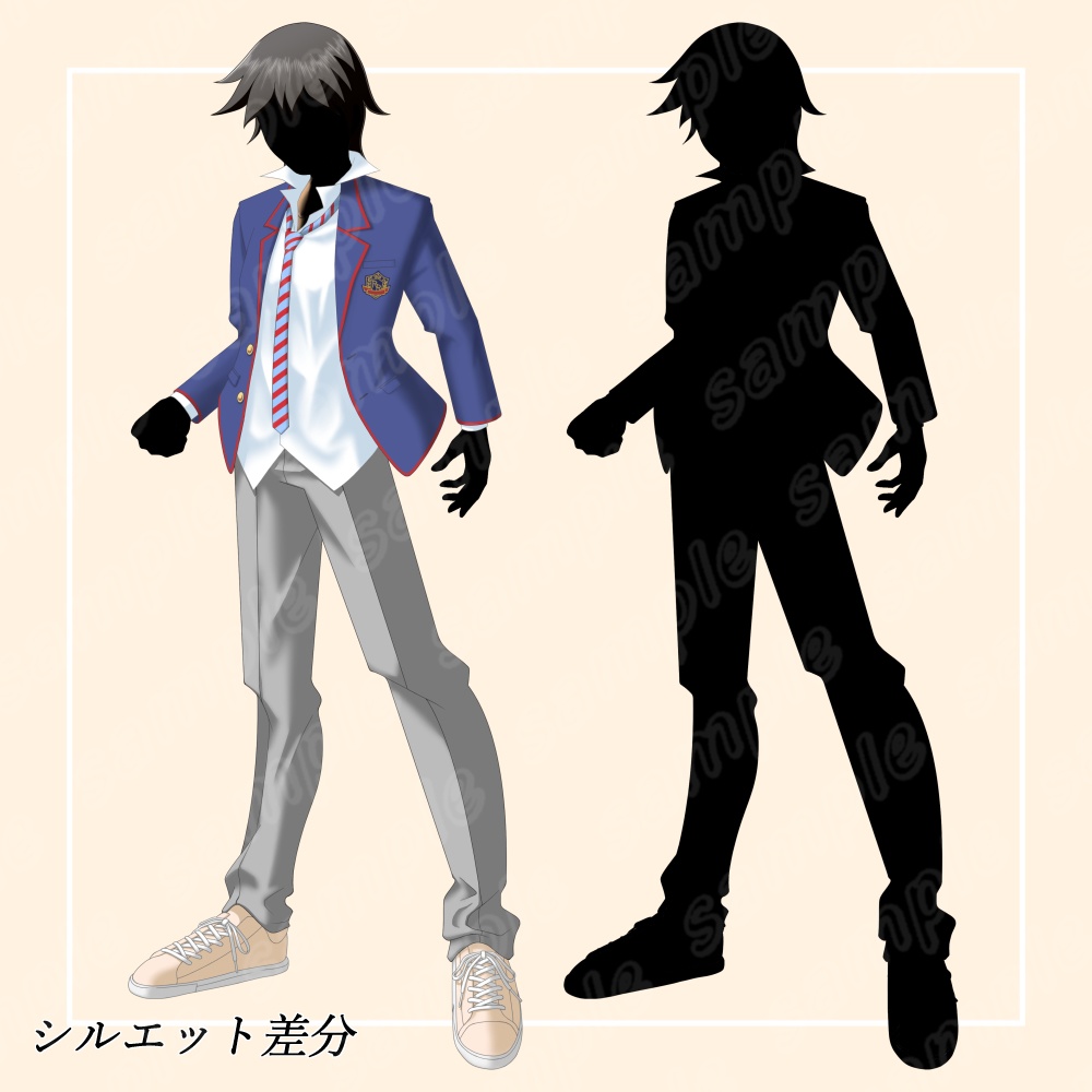 【立ち絵素材】少年マンガ主人公風男子高校生