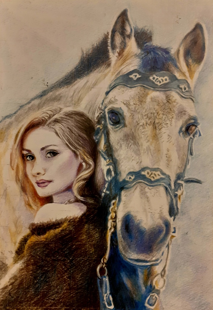 色鉛筆による細密画