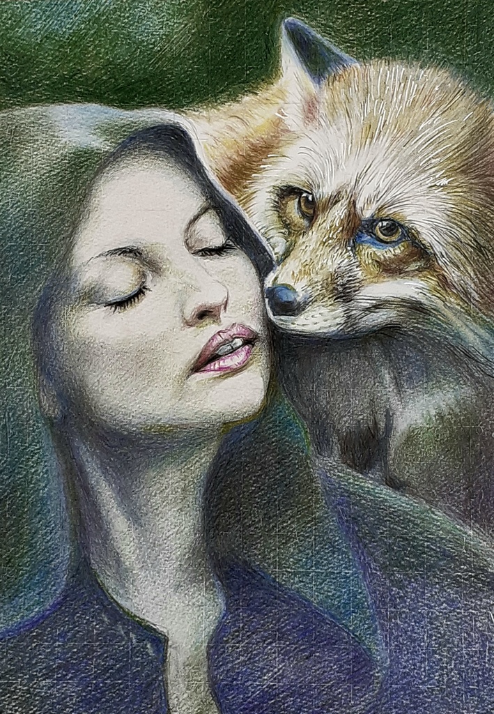 色鉛筆による細密画