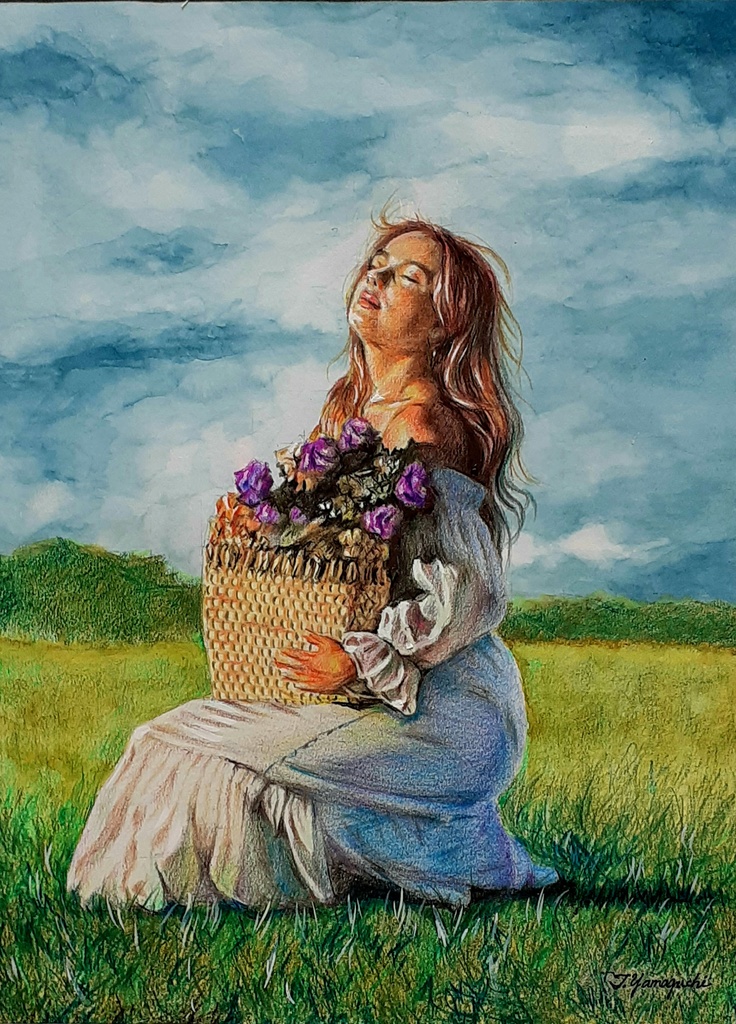 色鉛筆による細密画