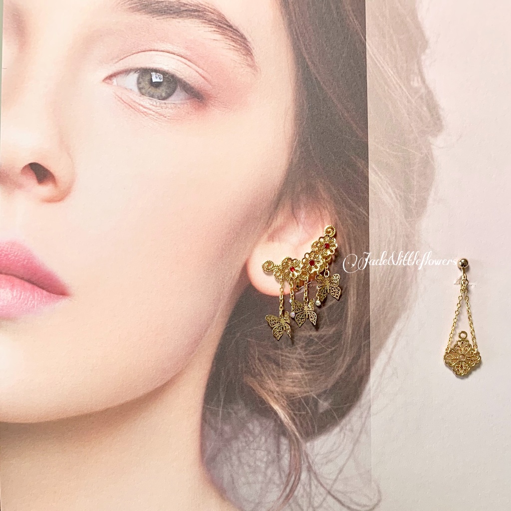 【カリム・アルアジームイメージ】ツイステフェアリーガラ衣装の概念アクセ、ピアスまたはイヤリングとイヤーカフのセット