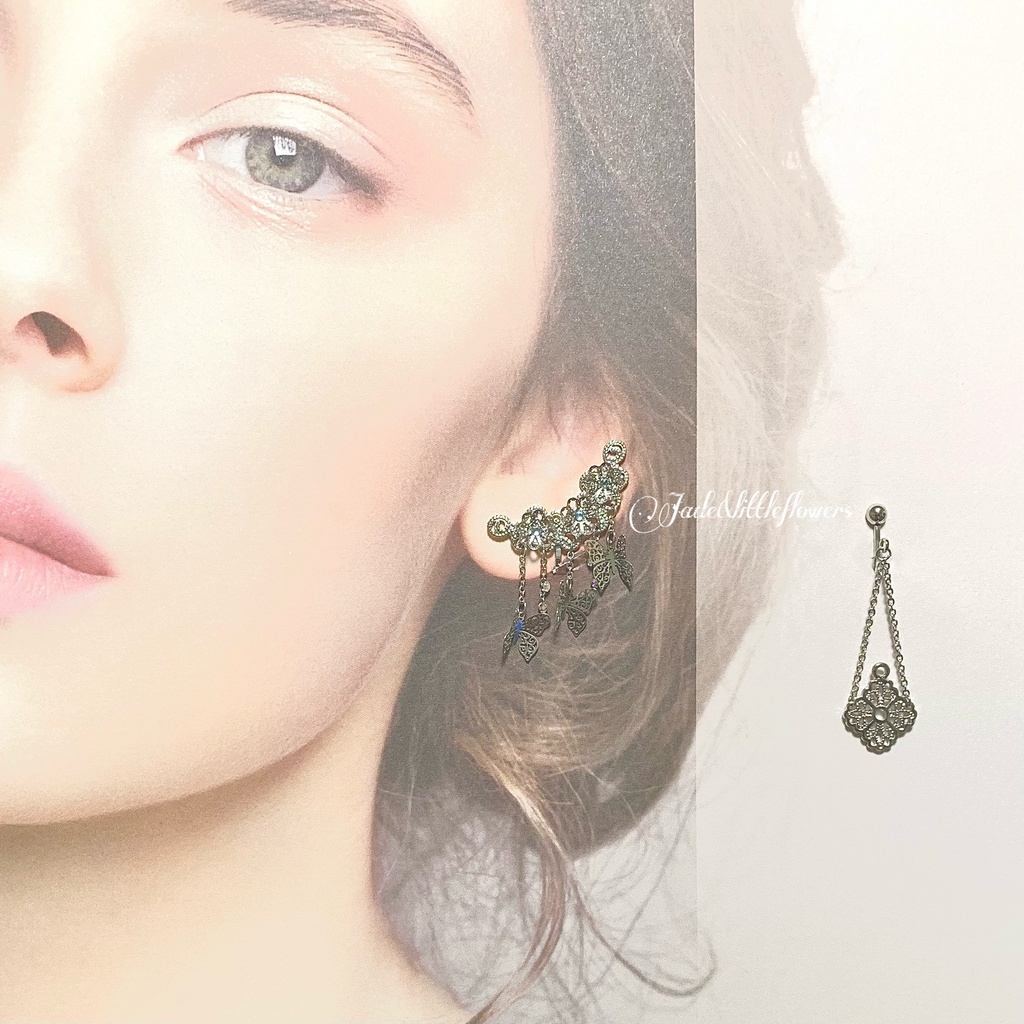 【ラギー・ブッチイメージ】ツイステフェアリーガラ衣装の概念アクセ、ピアスまたはイヤリングとイヤーカフのセット