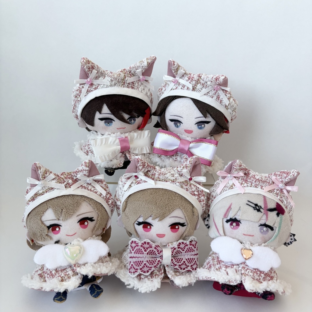 【ピンクツイード】ネコミミベレー帽&ポンチョセット