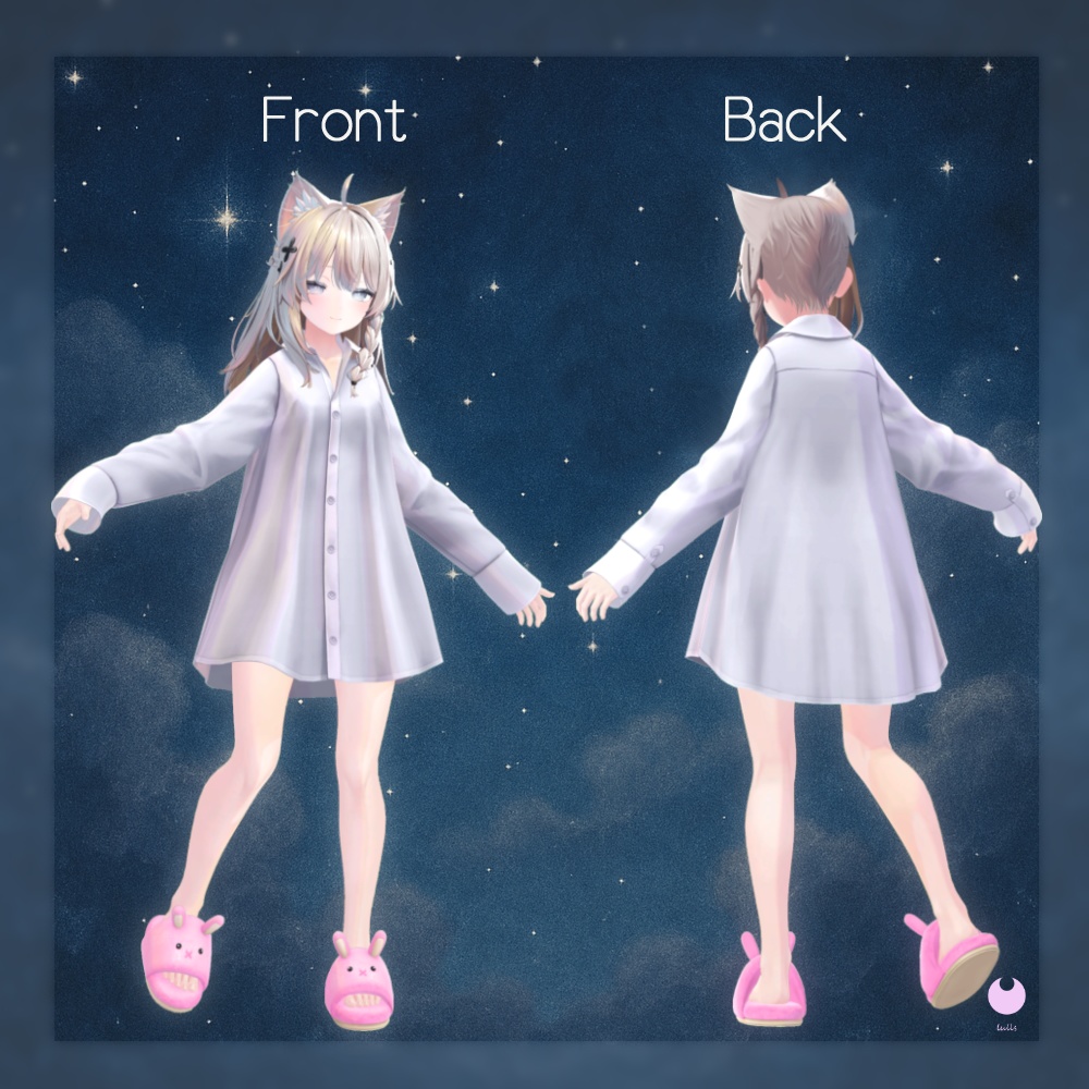 【複数アバター対応】彼シャツ風パジャマワンピ『Sweetheart's shirts』