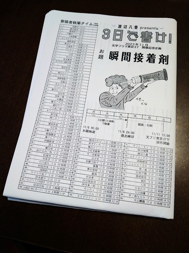 3日で書け!(お題:瞬間接着剤)