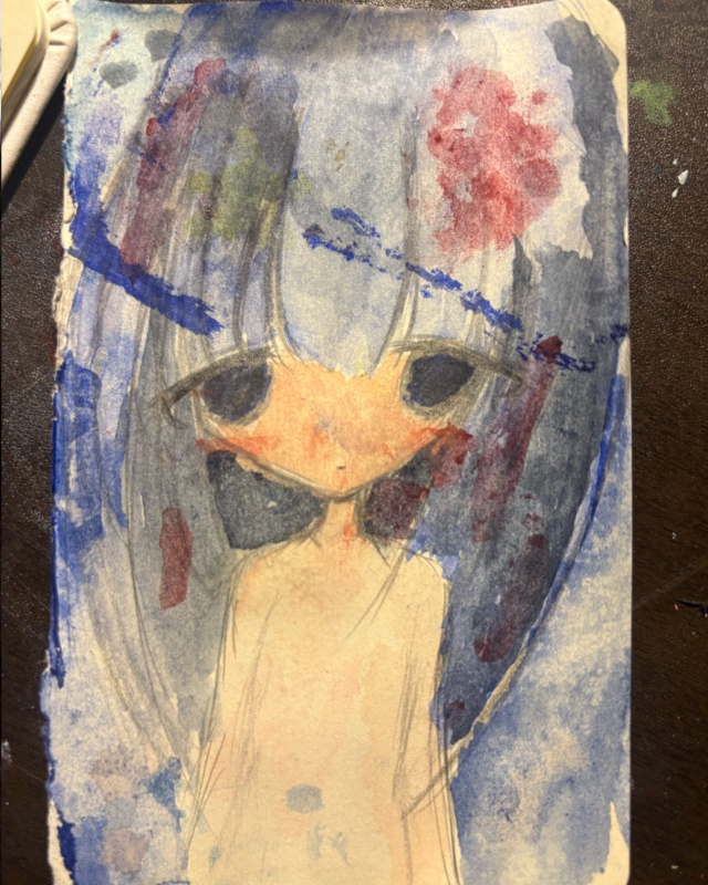 「赤ね」水彩原画 135mm×75mm