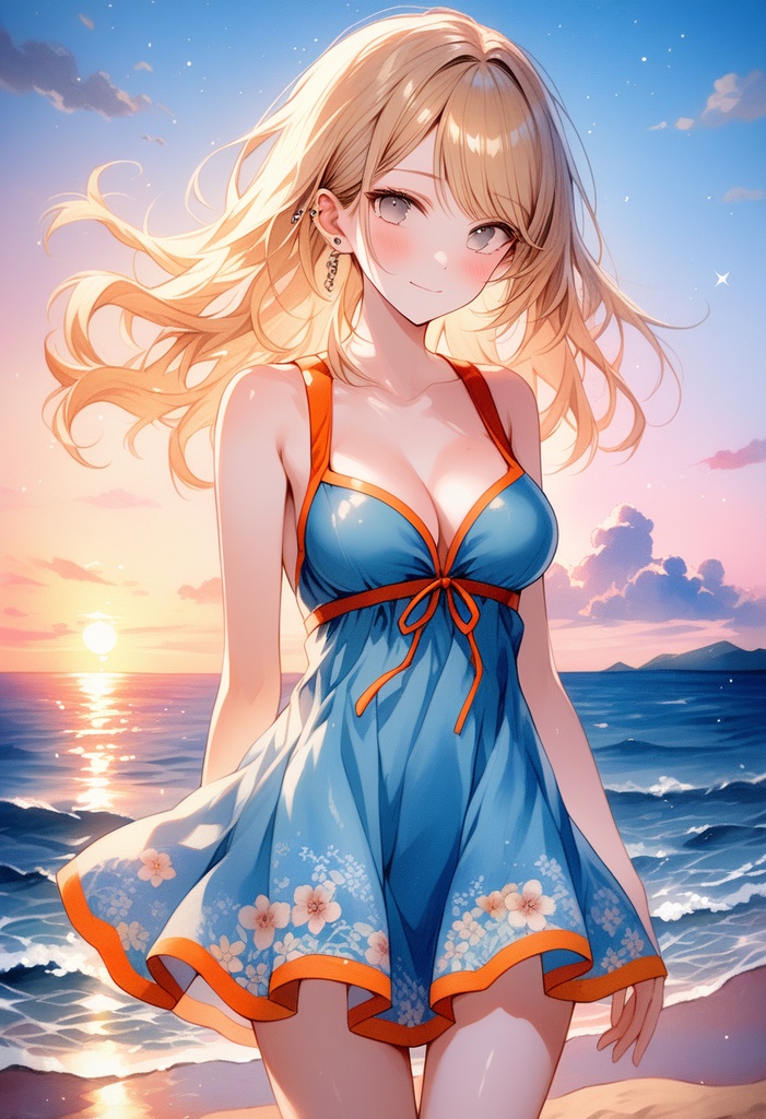 夕日×サマーワンピース