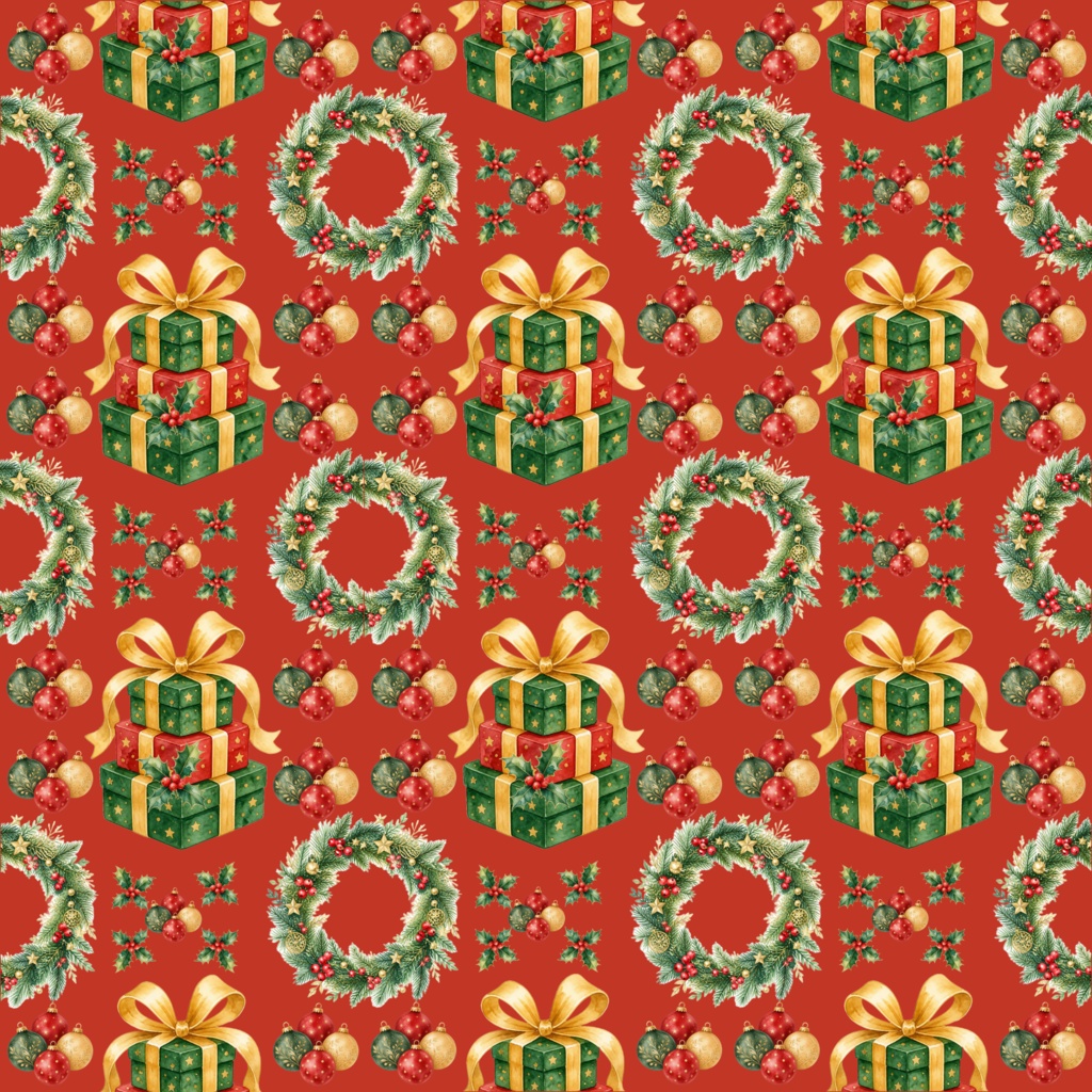 【クリスマス】デジタルペーパー５枚セット ｜ラッピング・手帳デコ・背景素材｜高解像度PNG
