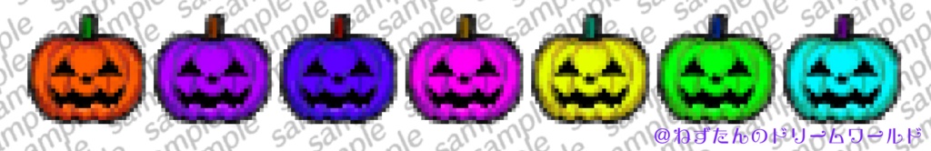 2Dゲーム風☆カラフルパンプキン_ロングスリーブTシャツ