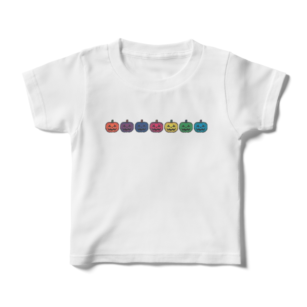2Dゲーム風☆カラフルパンプキン_キッズTシャツ