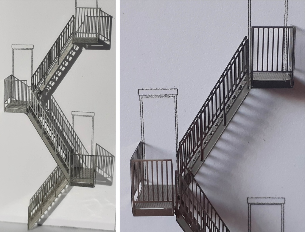 1:150スケールの非常階段 Fire Escape