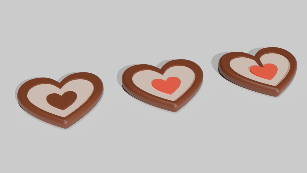 バレンタインチョコセット【箱&チョコレート】3Dモデル