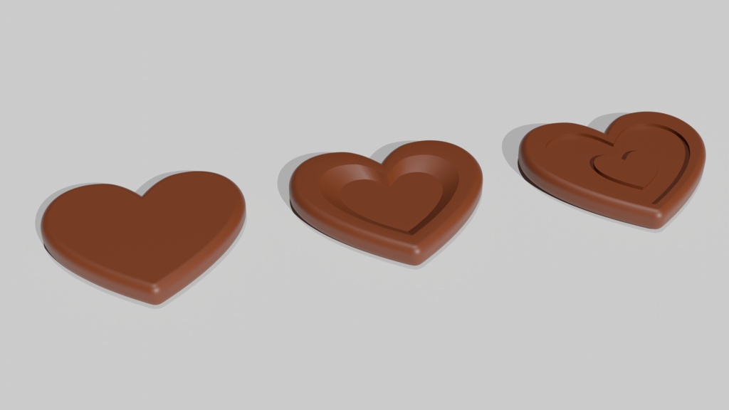 バレンタインチョコセット【箱&チョコレート】3Dモデル