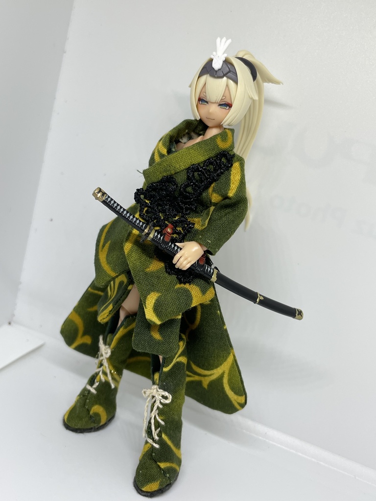 1/12サイズ 和柄コートマント｢深緑｣