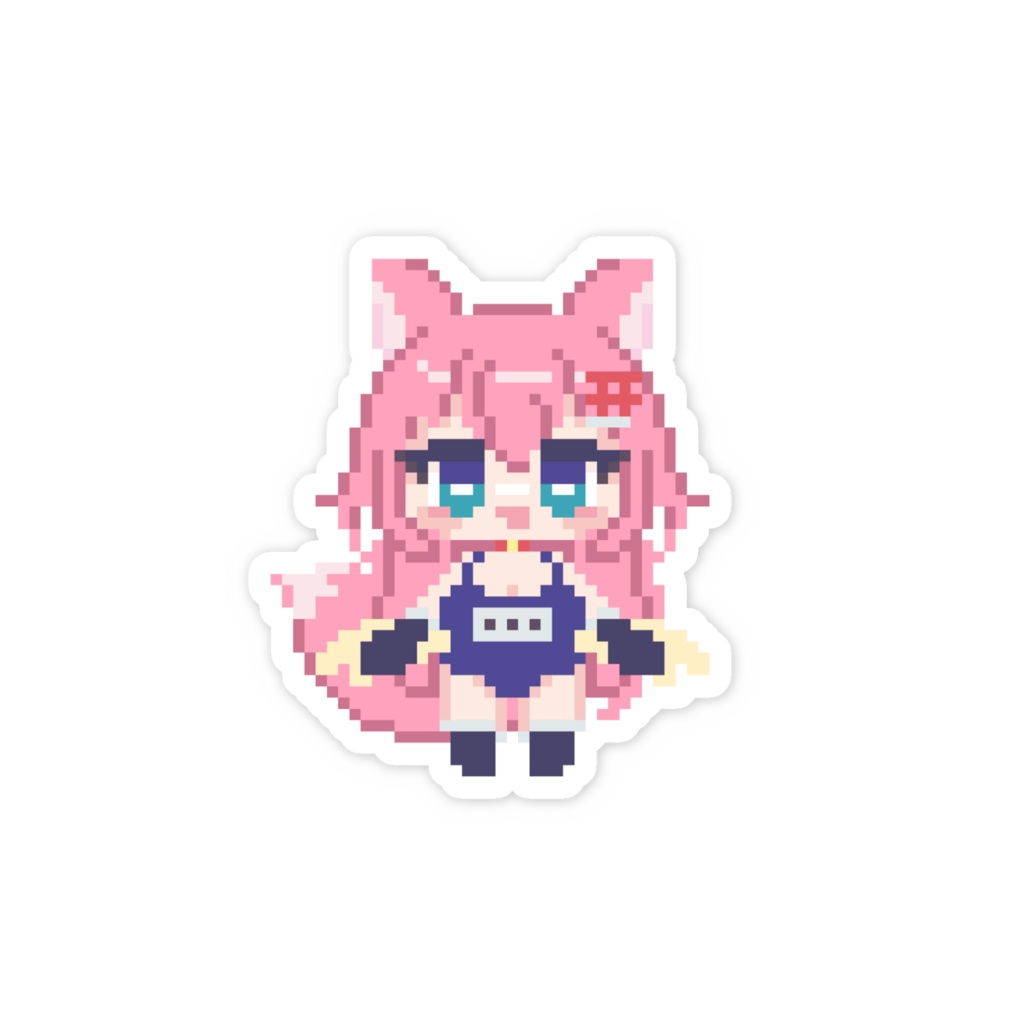 こももステッカー(ドット絵・スク水)