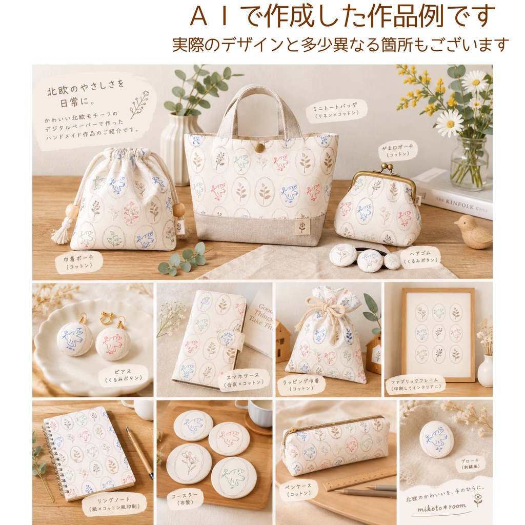 *北欧風*水彩タッチ デジタルペーパー3枚set