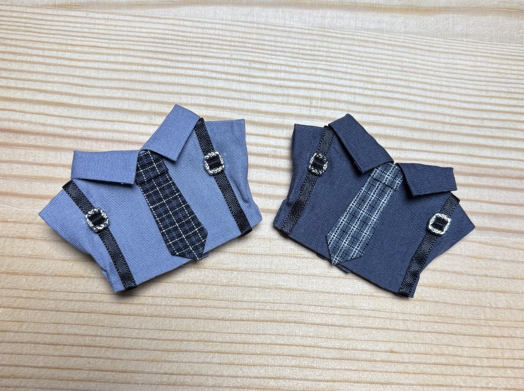 【ぬい服10cm 】ネクタイ付きサスペンダーシャツ