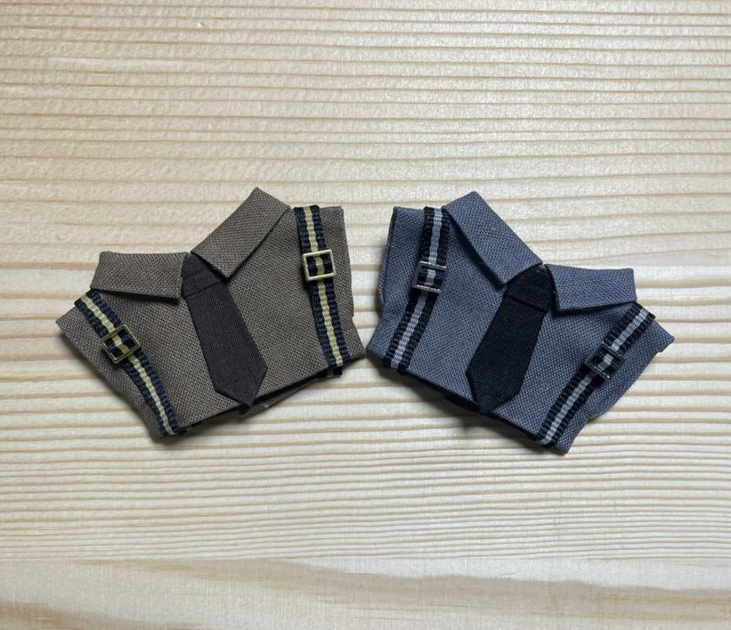 【ぬい服10cm 】ネクタイ付きサスペンダーシャツ