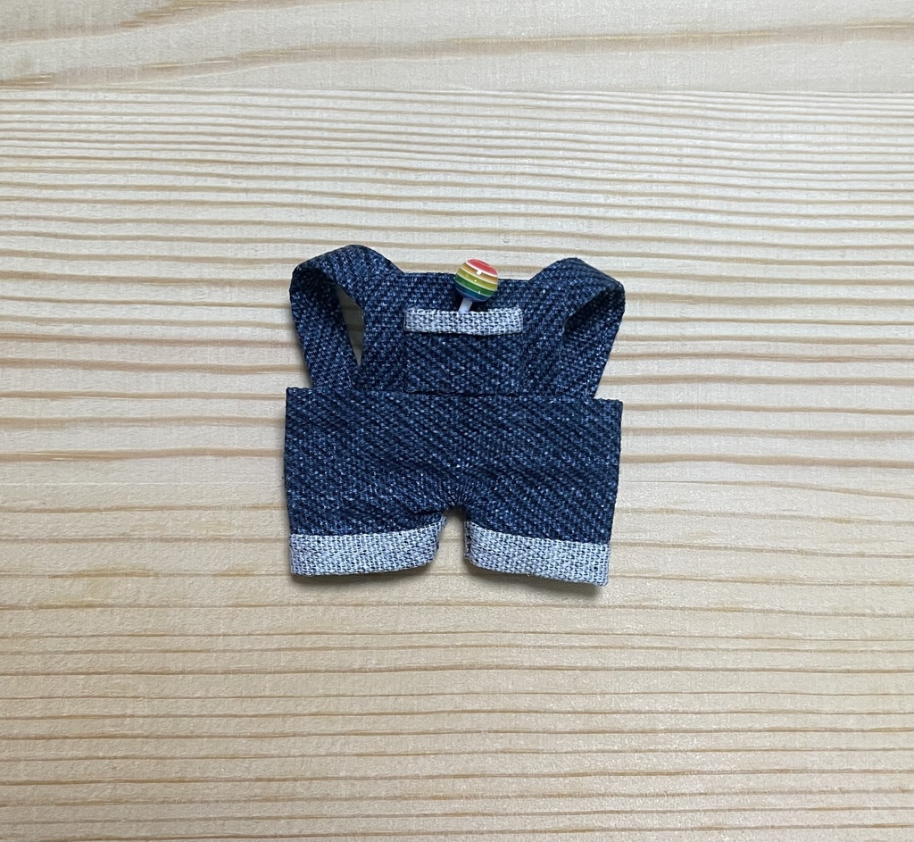 【ぬい服10cm 】ロリポップ付きオーバーオール・チェックシャツ