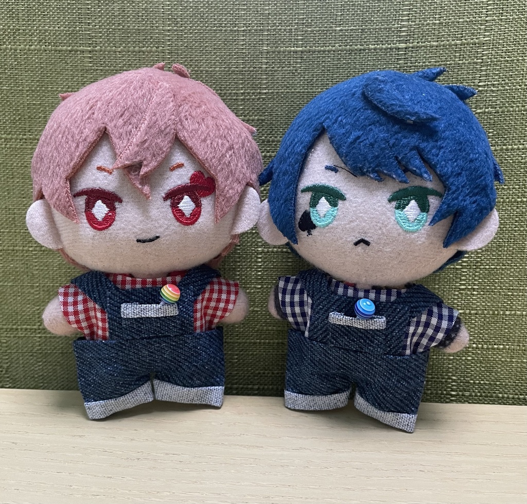 【ぬい服10cm 】ロリポップ付きオーバーオール・チェックシャツ